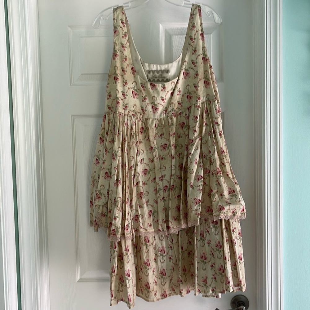 Women’s Floral Tiered Sundress in Cream and Pink
